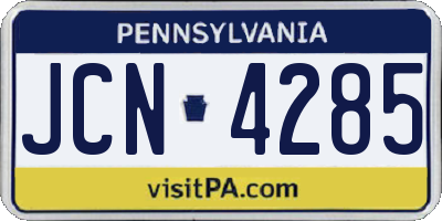 PA license plate JCN4285