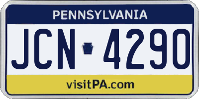 PA license plate JCN4290