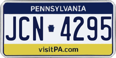 PA license plate JCN4295