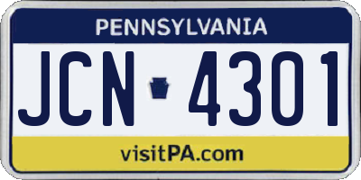 PA license plate JCN4301