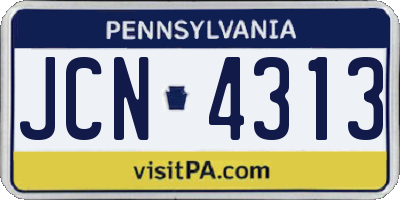 PA license plate JCN4313
