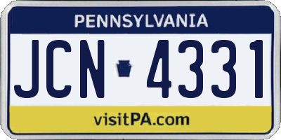PA license plate JCN4331