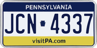 PA license plate JCN4337