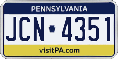 PA license plate JCN4351