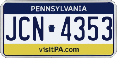 PA license plate JCN4353