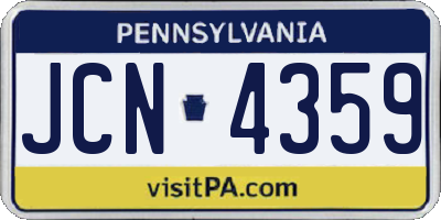 PA license plate JCN4359
