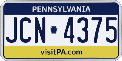 PA license plate JCN4375