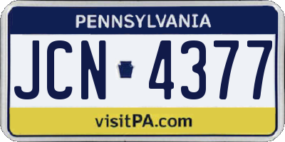 PA license plate JCN4377