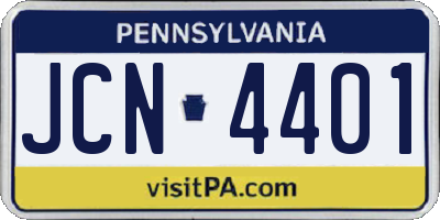 PA license plate JCN4401