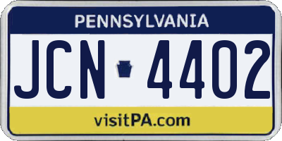 PA license plate JCN4402