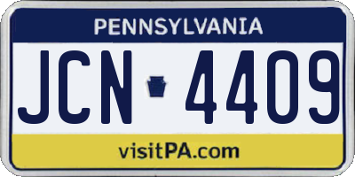 PA license plate JCN4409