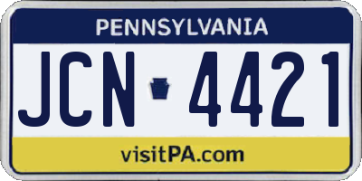 PA license plate JCN4421