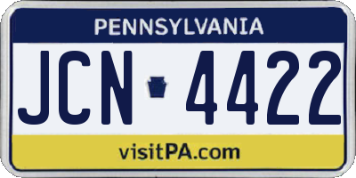 PA license plate JCN4422