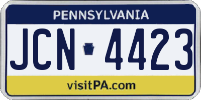 PA license plate JCN4423
