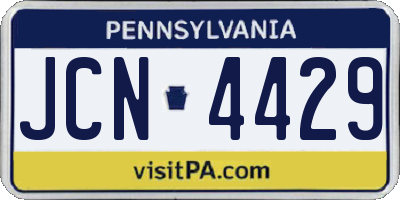 PA license plate JCN4429
