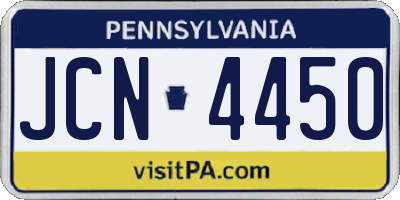 PA license plate JCN4450