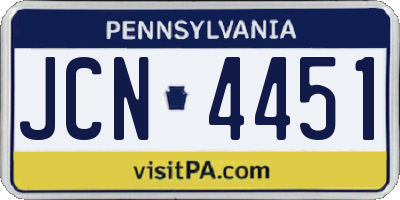 PA license plate JCN4451