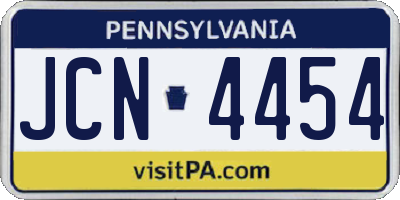 PA license plate JCN4454