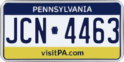 PA license plate JCN4463
