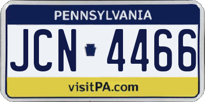 PA license plate JCN4466