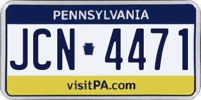 PA license plate JCN4471