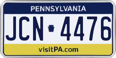 PA license plate JCN4476