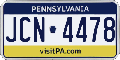 PA license plate JCN4478