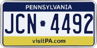 PA license plate JCN4492
