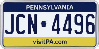 PA license plate JCN4496