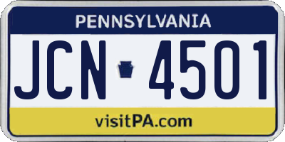 PA license plate JCN4501