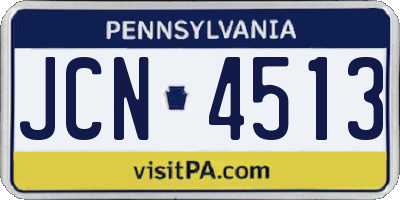 PA license plate JCN4513
