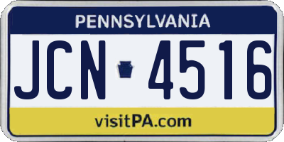 PA license plate JCN4516