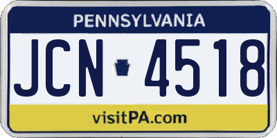 PA license plate JCN4518