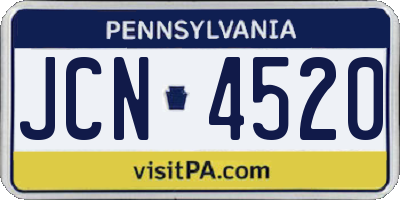 PA license plate JCN4520
