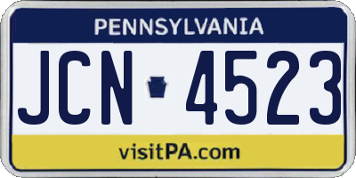 PA license plate JCN4523