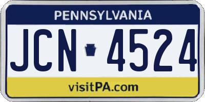 PA license plate JCN4524