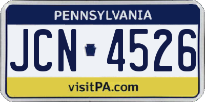 PA license plate JCN4526