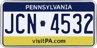 PA license plate JCN4532
