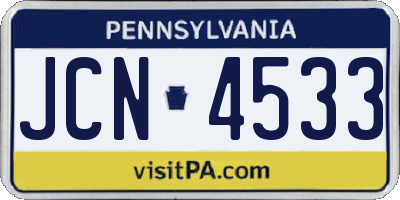 PA license plate JCN4533