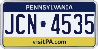 PA license plate JCN4535