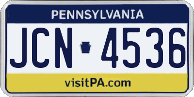PA license plate JCN4536