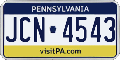 PA license plate JCN4543