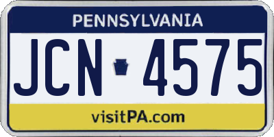 PA license plate JCN4575