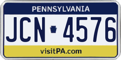 PA license plate JCN4576