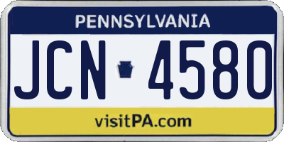 PA license plate JCN4580