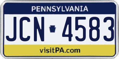 PA license plate JCN4583