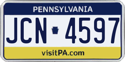 PA license plate JCN4597