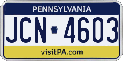 PA license plate JCN4603