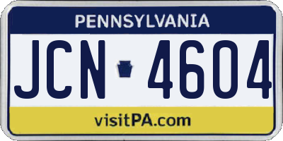 PA license plate JCN4604