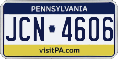 PA license plate JCN4606